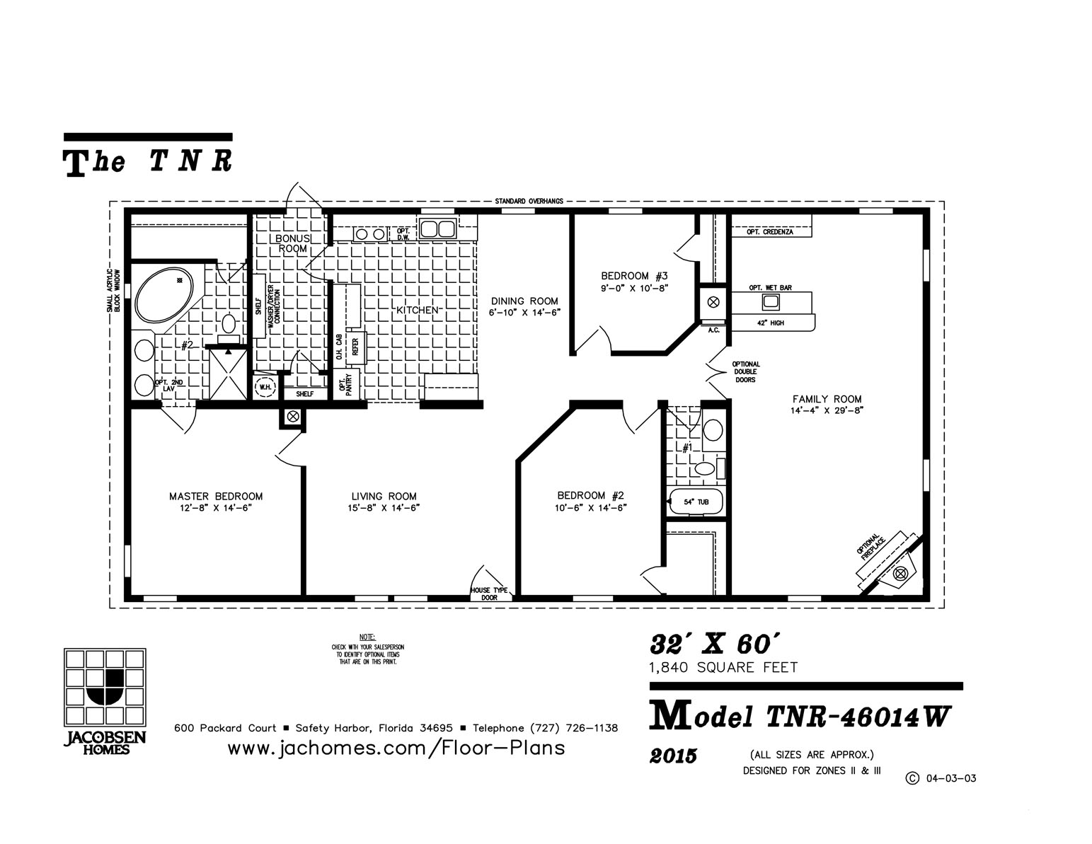 TNR46014W Mobile Home Floor Plan Ocala Custom Homes
