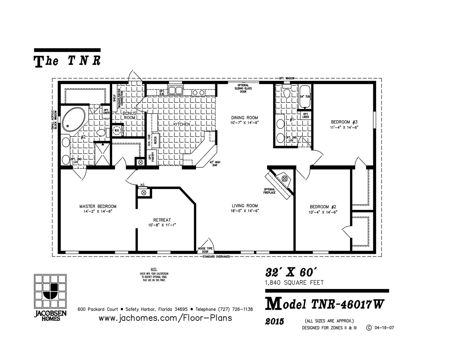 TNR46017W Mobile Home Floor Plan Ocala Custom Homes